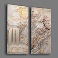 Pictură decorativă din sticlă securizată (2 bucăți), 2P3570Camtbl-005, Dimensiune: 35 x 70 cm (2 bucăți), Multicolor