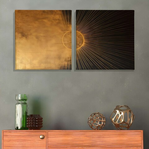 Tablou decorativ (2 Pieces), ASR_CNV2-8 50x50, Lemn, Multicolor