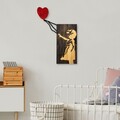Decoratiune de perete, Banksy, Dimensiuni: 60 x 83 cm, Nuc / Maro / Roșu