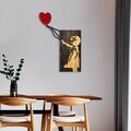Decoratiune de perete, Banksy, Dimensiuni: 60 x 83 cm, Nuc / Maro / Roșu