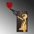 Decoratiune de perete, Banksy, Dimensiuni: 60 x 83 cm, Nuc / Maro / Roșu