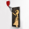 Decoratiune de perete, Banksy, Dimensiuni: 60 x 83 cm, Nuc / Maro / Roșu