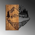 Decoratiune de perete, Camp Life, Dimensiuni: 54 x 57 cm, Nuc / Negru