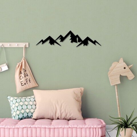 Decoratiune de perete, Mountain, Dimensiune: 54 x 14 cm, Negru