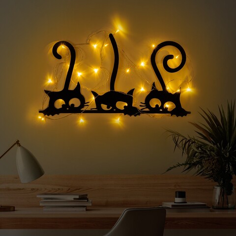 Decoratiune de perete, Cats 967, Dimensiune: 33 x 60 cm, Negru