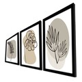 Tablou decorativ (3 Pieces), 3P3853NISCT-024, Înrămat: 100% LEMN (Grosime: 22 mm, Beige / White / Black