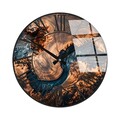 Ceas de perete decorativ din sticlă, Huhu327, Diametru: 40 cm (1 bucată), Multicolor