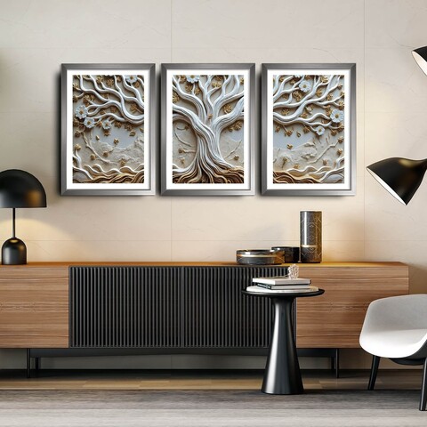 Tablou decorativ (3 Pieces), 3Pantct-027, Lemn (Grosime: 1,9 cm, Multicolor