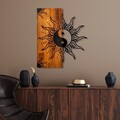 Decoratiune de perete, Yin Yang, Lățime: 50 cm Înălțime: 58 cm Adâncime: 3 cm, Nuc / Negru