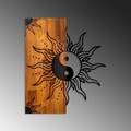 Decoratiune de perete, Yin Yang, Lățime: 50 cm Înălțime: 58 cm Adâncime: 3 cm, Nuc / Negru