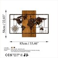 Decoratiune de perete, World Map With Compass 5, Dimensiuni: 58 x 85 cm, Nuc / Maro