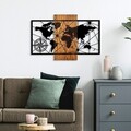 Decoratiune de perete, World Map 3-M, Dimensiuni: 57 x 84 cm, Nuc / Negru