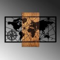 Decoratiune de perete, World Map 3-M, Dimensiuni: 57 x 84 cm, Nuc / Negru