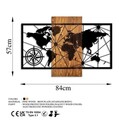 Decoratiune de perete, World Map 3-M, Dimensiuni: 57 x 84 cm, Nuc / Negru
