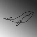 Decoratiune de perete, Whale, Dimensiune: 50 x 25 cm, Negru