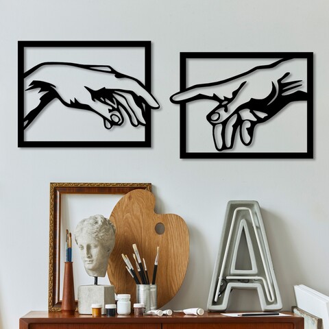 Decoratiune de perete, Hands, Dimensiune: 36 x 49 cm (2 bucăți), Negru