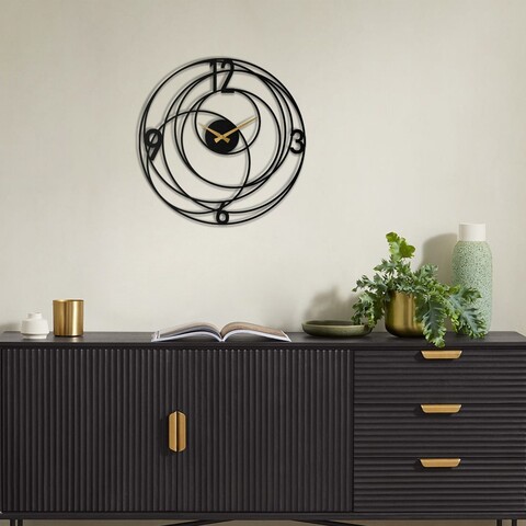Ceas de perete, Big Bang Metal Wall Clock, Dimensiune: 49 x 49 cm, Negru