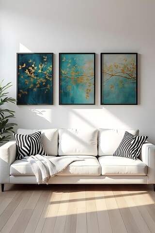 Tablou decorativ (3 Pieces), Zvon485S, Lemn masiv (Grosime: 2,5 cm, Multicolor