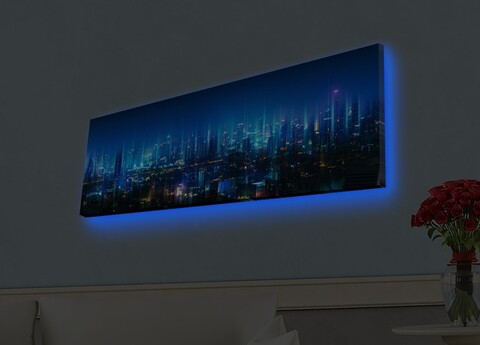 Tablou decorativ cu lumina LED, 3090HDACT-002, 30 x 90 cm, Multicolor
