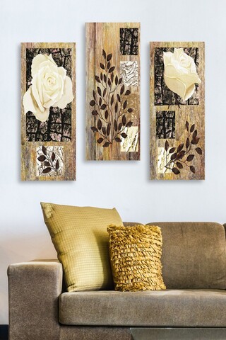 Set 3 tablouri decorative, MDF0047, 20 x 50 cm, 3 piese, Multicolor