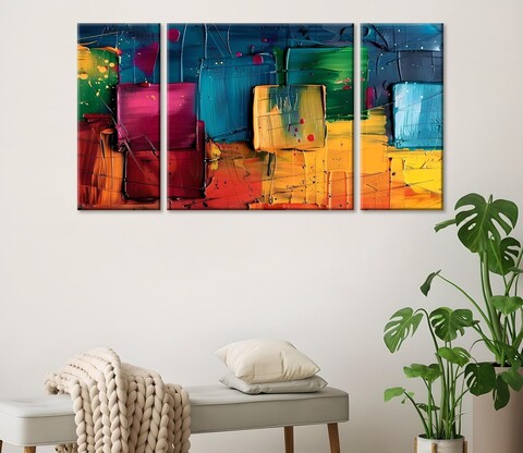 Tablou decorativ (3 Pieces), MXC08, Lemn (Grosime: 2 cm, Multicolor