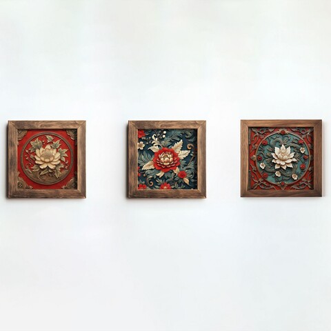 Tablou decorativ (3 Pieces), UKZM077, Imprimat UV, Multicolor