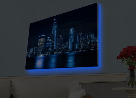 Tablou decorativ cu lumina LED, 4570HDACT-095, Dimensiune: 45 x 70 cm, Multicolor
