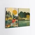 Tablou decorativ (2 Pieces), 2KNV4339, Lemn, Multicolor
