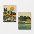 Tablou decorativ (2 Pieces), 2KNV4339, Lemn, Multicolor
