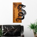 Decoratiune de perete, Dragon, Lățime: 40 cm Înălțime: 58 cm Adâncime: 3 cm, Nuc / Negru