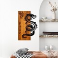 Decoratiune de perete, Dragon, Lățime: 40 cm Înălțime: 58 cm Adâncime: 3 cm, Nuc / Negru