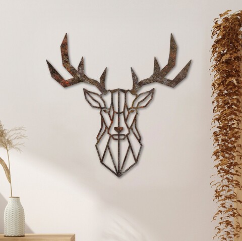 Decoratiune de perete, Rusty Deer 1, Dimensiune: 51 x 51 cm, Maro antichizat