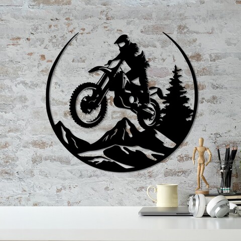Decoratiune de perete, Enduro, Dimensiuni: 46 x 49 cm, Negru