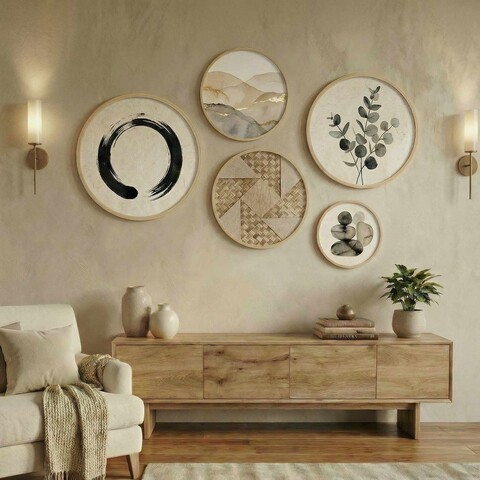 Tablou decorativ (5 Pieces), Huhu861, Lemn masiv (Grosime: 1,5 cm, Multicolor