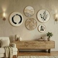 Tablou decorativ (5 Pieces), Huhu861, Lemn masiv (Grosime: 1,5 cm, Multicolor