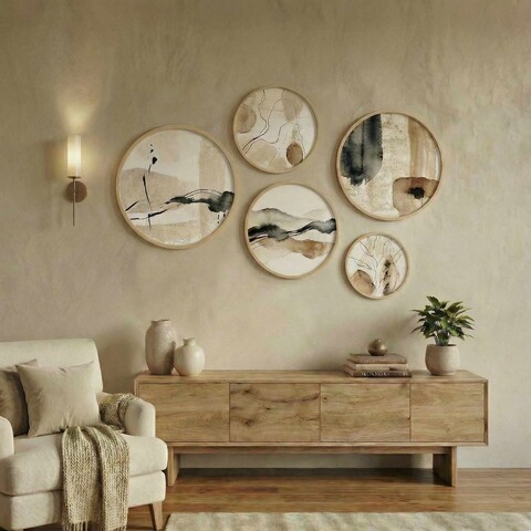 Tablou decorativ (5 Pieces), Huhu862, Lemn masiv (Grosime: 1,5 cm, Multicolor
