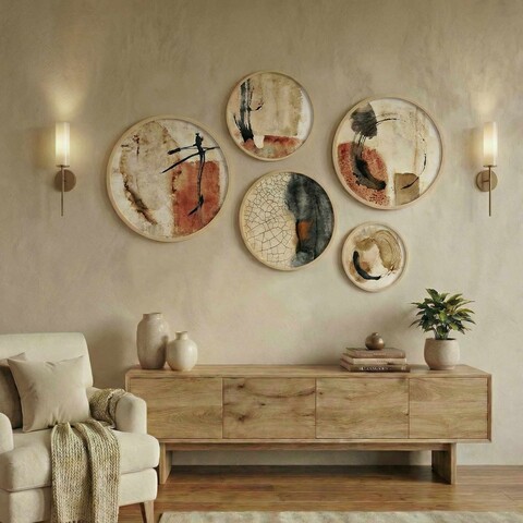 Tablou decorativ (5 Pieces), Huhu864, Lemn masiv (Grosime: 1,5 cm, Multicolor