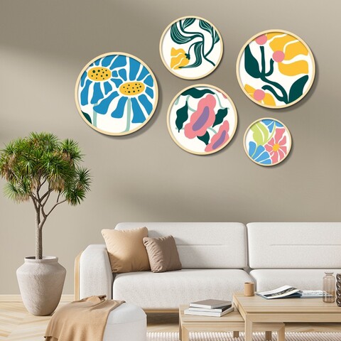 Tablou decorativ (5 Pieces), Iaht-02, Dimensiuni: 43,5 x 43,5 cm (1 bucată), Multicolor