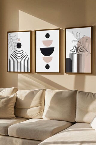 Tablou decorativ (3 Pieces), Artvmodel42-Cafea, MDF (Grosime: 2,7 mm, Multicolor