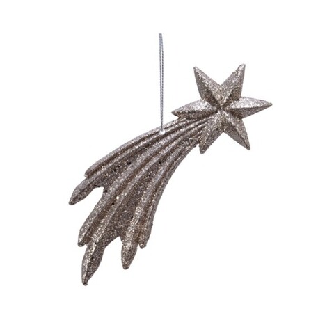 Decoratiune pentru brad Shooting star, Decoris, 0.7x6x15.5 cm, plastic, sampanie