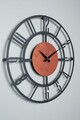Ceas de perete, Myk9911, Diametru: 50 cm, Negru/Portocaliu