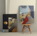 Tablou decorativ (2 Pieces), 2KNV4335, Lemn, Multicolor