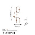 Cuier de perete, Lizzard-C, Dimensiuni: 28 x 5 cm Înălțime: 70 cm, Cupru