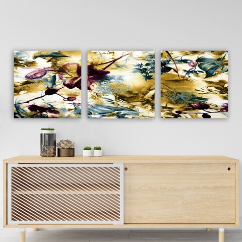 Tablou decorativ (3 Pieces), P216207, Lemn (Grosime: 3 cm, Multicolor