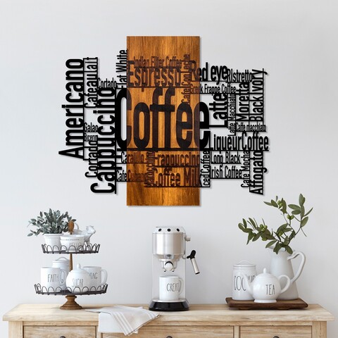 Decoratiune de perete, Coffee Mixed, Lățime: 72 cm Înălțime: 58 cm Adâncime: 3 cm, Nuc / Negru