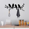 Cuier de perete, Sitting Birds, Lățime: 62 cm Înălțime: 42 cm Adâncime: 2 cm, Negru
