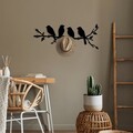 Cuier de perete, Sitting Birds, Lățime: 62 cm Înălțime: 42 cm Adâncime: 2 cm, Negru