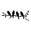 Cuier de perete, Sitting Birds, Lățime: 62 cm Înălțime: 42 cm Adâncime: 2 cm, Negru