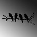 Cuier de perete, Sitting Birds, Lățime: 62 cm Înălțime: 42 cm Adâncime: 2 cm, Negru