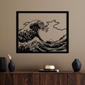 Decoratiune de perete, Hokusai, Dimensiuni: 56 x 45 cm, Negru